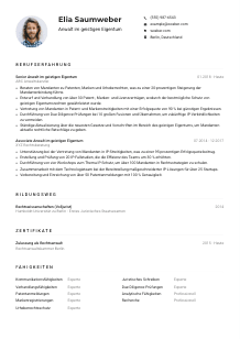 Lebenslauf-Muster für Anwält*in im geistigen Eigentum