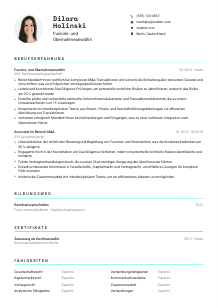 Lebenslauf-Vorlage für Fusions- und Übernahmeanwält*in #3