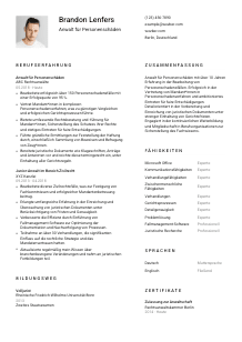 Lebenslauf-Vorlage für Anwält*in für Personenschäden #1