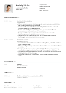 Lebenslauf-Vorlage für Landwirtschaftliche*r Mitarbeiter*in #1