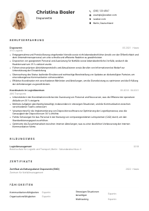Lebenslauf-Muster für Disponent*in
