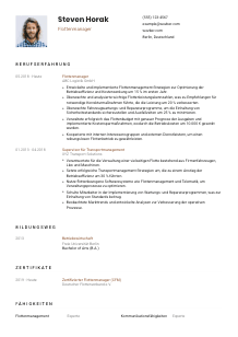 Lebenslauf-Vorlage für Flottenmanager*in #1