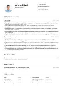 Lebenslauf-Muster für Lagermanager*in