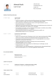Lebenslauf-Vorlage für Lagermanager*in #1
