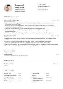Lebenslauf-Muster für Stellvertretende*r Produktionsleiter*in