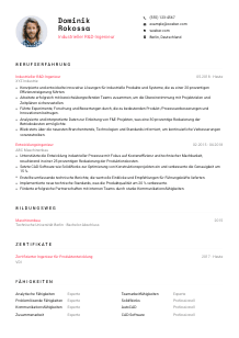 Lebenslauf-Vorlage für Industriellen R&D-Ingenieur*in #1