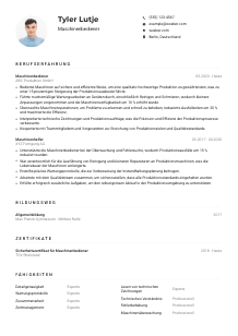 Lebenslauf-Muster für Maschinenbediener*in