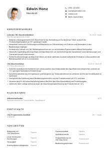 Lebenslauf-Muster für Maschinist*in