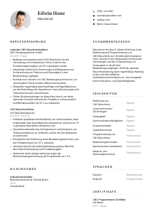 Lebenslauf-Vorlage für Maschinist*in #1