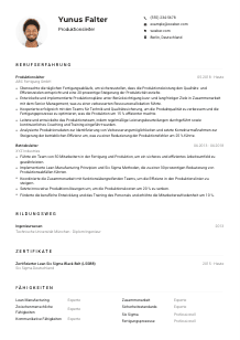 Lebenslauf-Muster für Produktionsleiter*in