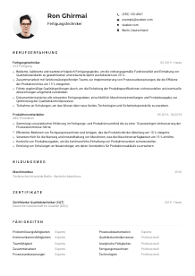 Lebenslauf-Muster für Fertigungstechniker*in
