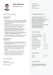 Lebenslauf-Vorlage für Fertigungstechniker*in #2