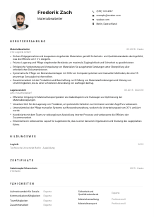 Lebenslauf-Muster für Materialbearbeiter*in