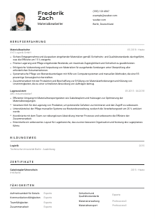 Lebenslauf-Vorlage für Materialbearbeiter*in #2