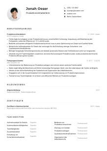 Lebenslauf-Muster für Produktionsmitarbeiter*in