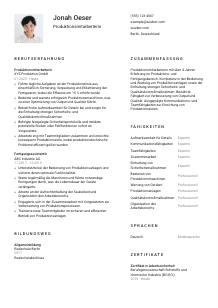 Lebenslauf-Vorlage für Produktionsmitarbeiter*in #1
