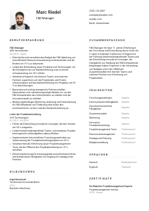 Lebenslauf-Vorlage für F&E-Manager*in #1
