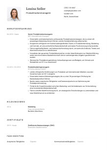 Lebenslauf-Vorlage für Produktmarkenmanager*in #1
