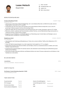 Lebenslauf-Muster für Blogschreiber*in