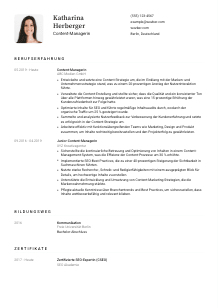 Lebenslauf-Vorlage für Content-Manager*in #1