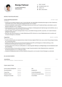 Lebenslauf-Muster für Content-Marketing-Mitarbeiter*in