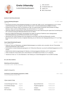 Lebenslauf-Muster für Content-Marketing-Manager*in