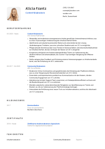 Lebenslauf-Vorlage für Content-Moderator*in #1