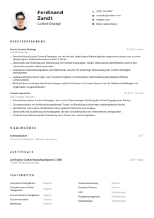 Lebenslauf-Muster für Content-Stratege*in