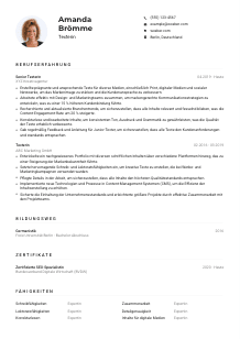 Lebenslauf-Muster für Texter*in