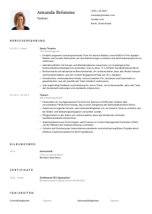 Lebenslauf-Vorlage für Texter*in #1