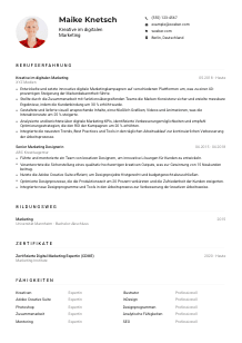 Lebenslauf-Muster für Kreativ*in im digitalen Marketing