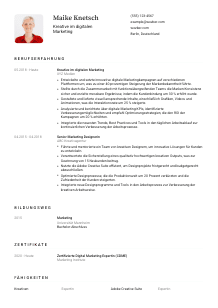 Lebenslauf-Vorlage für Kreativ*in im digitalen Marketing #1
