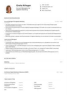 Lebenslauf-Muster für Account-Manager*in für digitales Marketing