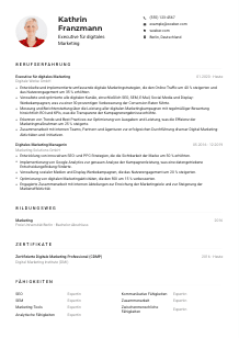 Lebenslauf-Muster für Executive für digitales Marketing