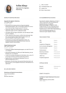 Lebenslauf-Vorlage für Spezialist*in für digitales Marketing #1