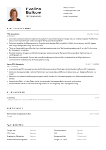 Lebenslauf-Vorlage für PPC-Spezialist*in #2