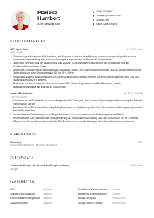 Lebenslauf-Muster für SEO-Spezialist*in