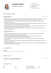 Lebenslauf-Muster für VP Digitales Marketing