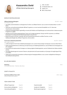 Lebenslauf-Muster für Affiliate-Marketing-Manager*in