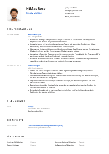 Lebenslauf-Vorlage für Kreativ-Manager*in #1