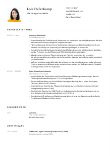 Lebenslauf-Vorlage für Marketing-Assistent*in #1