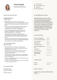 Lebenslauf-Vorlage für Marketing-Mitarbeiter*in #2