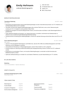 Lebenslauf-Muster für Leitende*r Marketingexpert*in