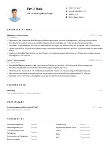 Lebenslauf-Muster für Marketing-Projektmanager*in