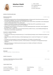 Lebenslauf-Muster für Marketing-Spezialist*in
