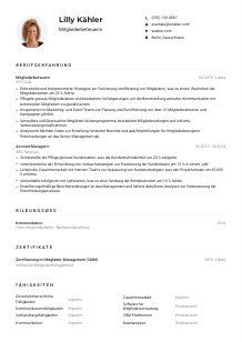 Lebenslauf-Muster für Mitgliederbetreuer*in