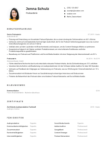Lebenslauf-Muster für Podcaster*in