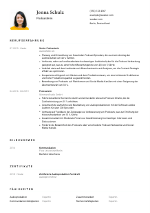Lebenslauf-Vorlage für Podcaster*in #1