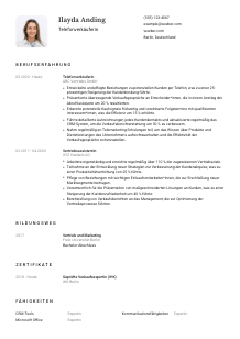 Lebenslauf-Vorlage für Telefonverkäufer*in #1