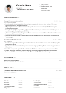 Lebenslauf-Muster für Manager*in Unternehmenskommunikation
